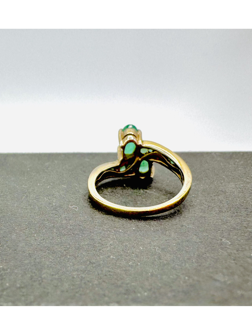 Gold plated sterling silver emerald ring; size 8 - Picture 4 of 8